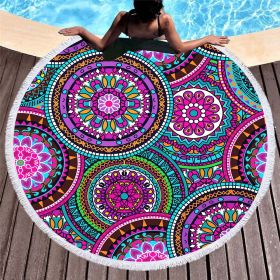 Circular macharo beach towel microfiber digital printing beach towel (Option: 6 style-150cm)