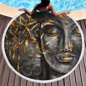 Indian Buddha statue round beach towel (Option: C12-180CM)