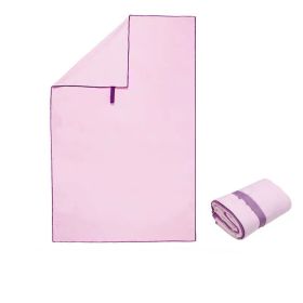 Microfiber double-sided fleece quick-drying portable swimming towel with strap (Option: Pink-80x130cm)