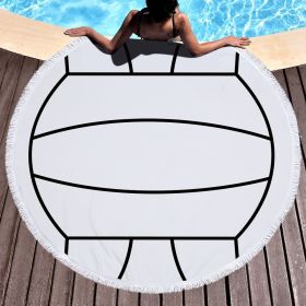 Round printed beach towel bath towel (Option: White-300g polyester)