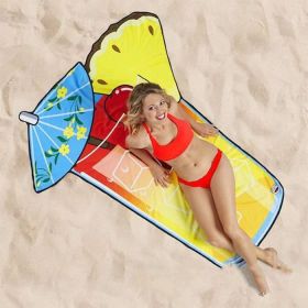 Water-absorbent And Quick-drying Beach Towel Printing Swimming Towel Material (Option: Wine glass)