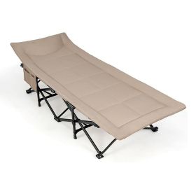 Outdoor Car Traveling Folding Camping Cot for Adults (Type: Camping Cot, Color: Khaki)