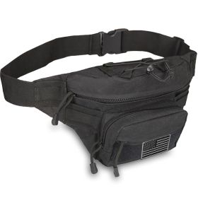 EDC Fanny Pack - Tactical Pouch with USA Flag Patch (Product Color: Black)